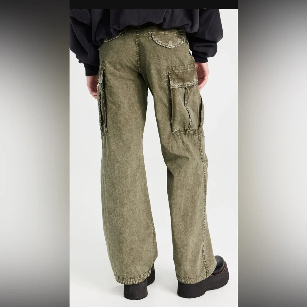 R13 Wide Leg Cargo Pants in GD Olive 28- Small Hole - Picture 3 of 16